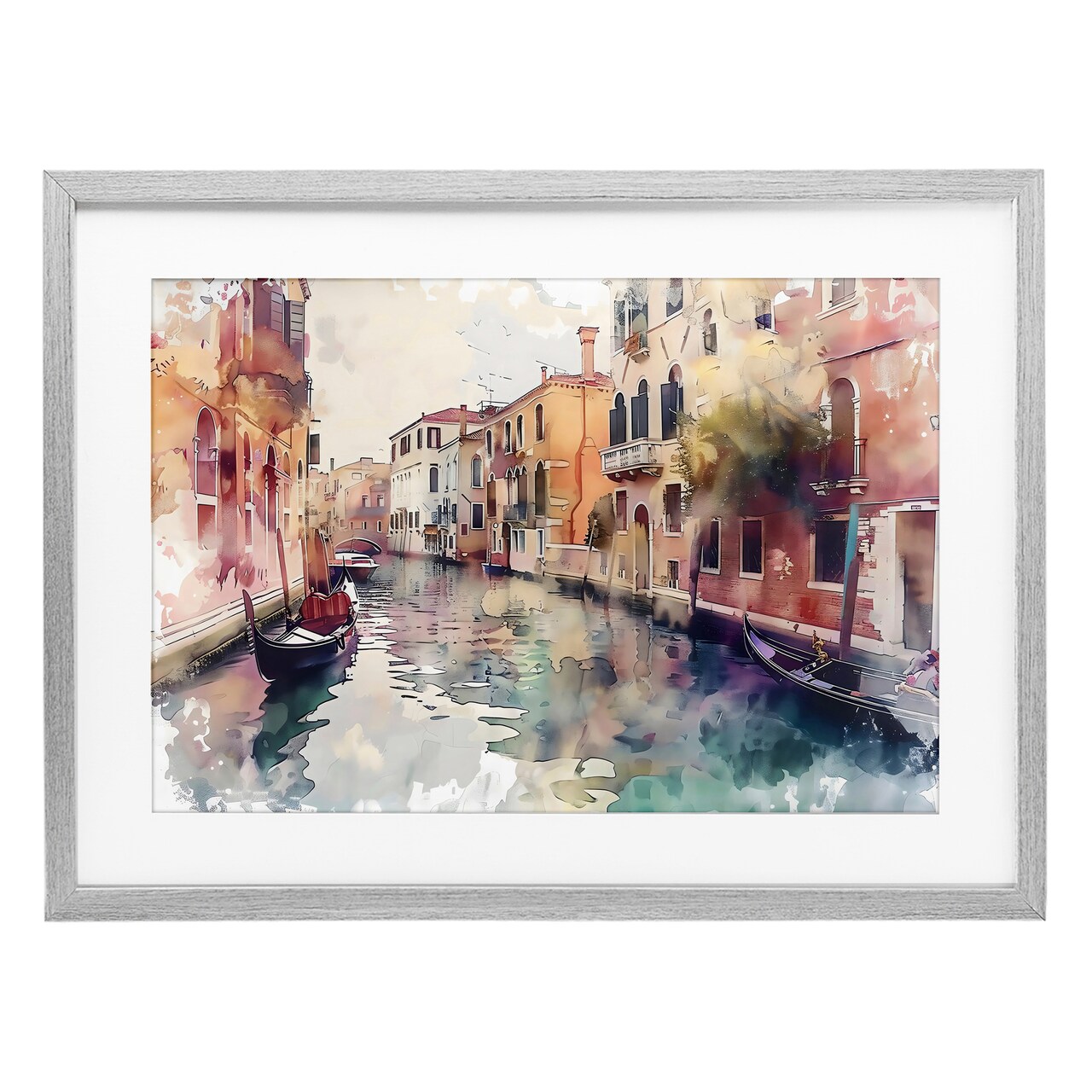 Stupell Industries Venice Canal Watercolor Style Framed Print Under Glass, design by LSR Creative Studio